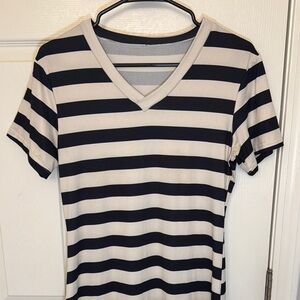 Striped V-Neck Women's Full Length Maxi Dress